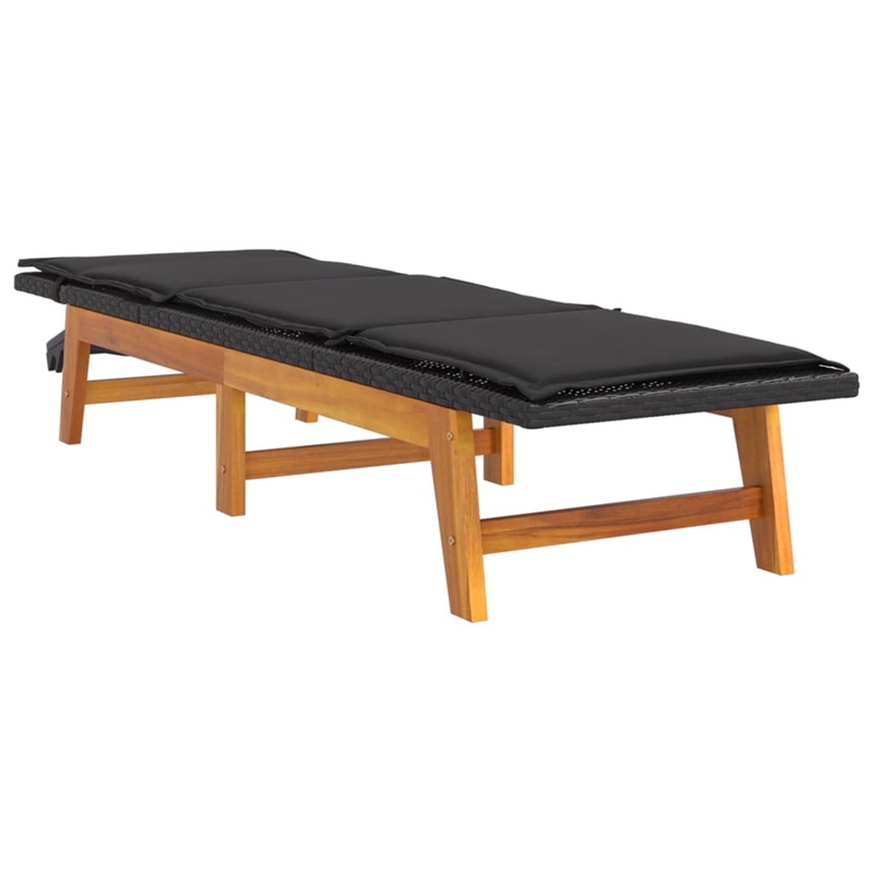vidaXL PE Rattan Sun Lounger in Black/Brown
