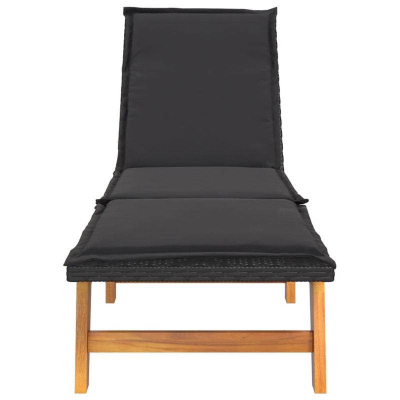 vidaXL PE Rattan Sun Lounger in Black/Brown