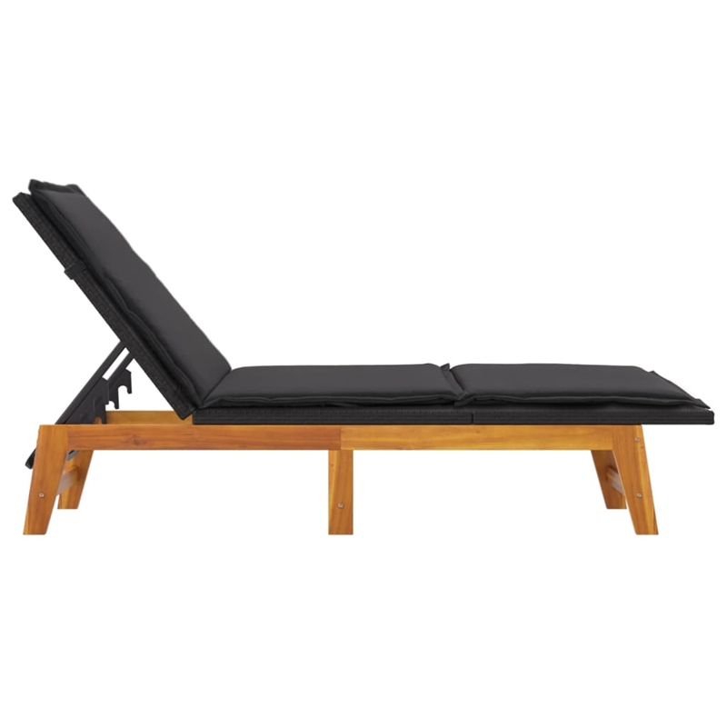 vidaXL PE Rattan Sun Lounger in Black/Brown