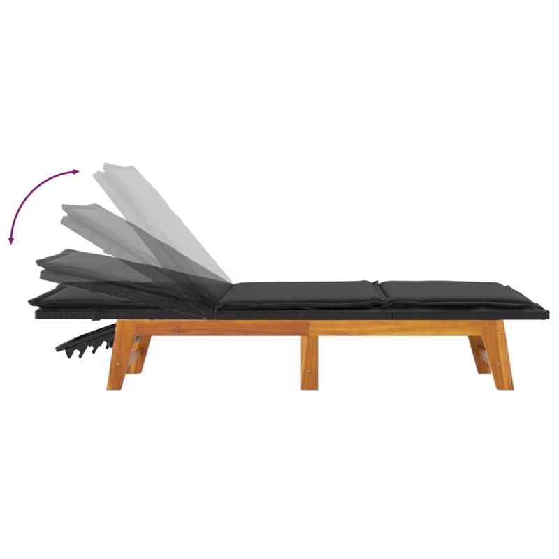 vidaXL PE Rattan Sun Lounger in Black/Brown