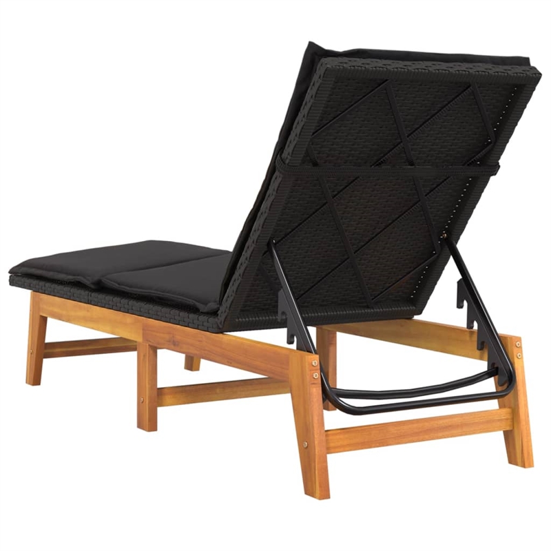vidaXL PE Rattan Sun Lounger in Black/Brown