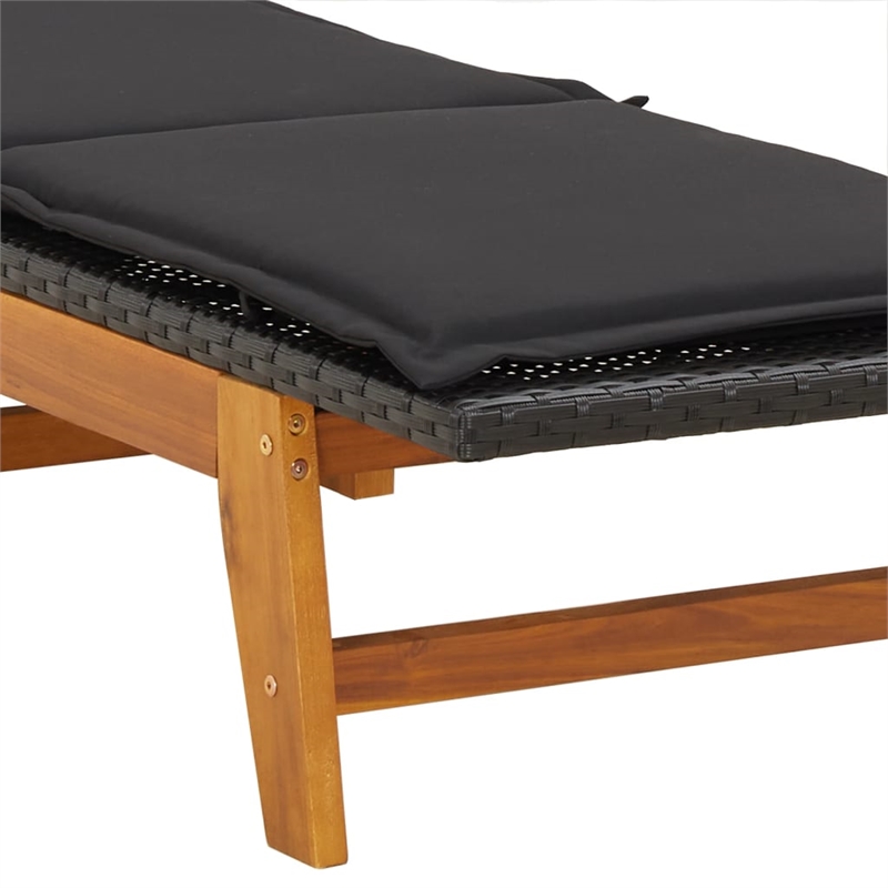 vidaXL PE Rattan Sun Lounger in Black/Brown