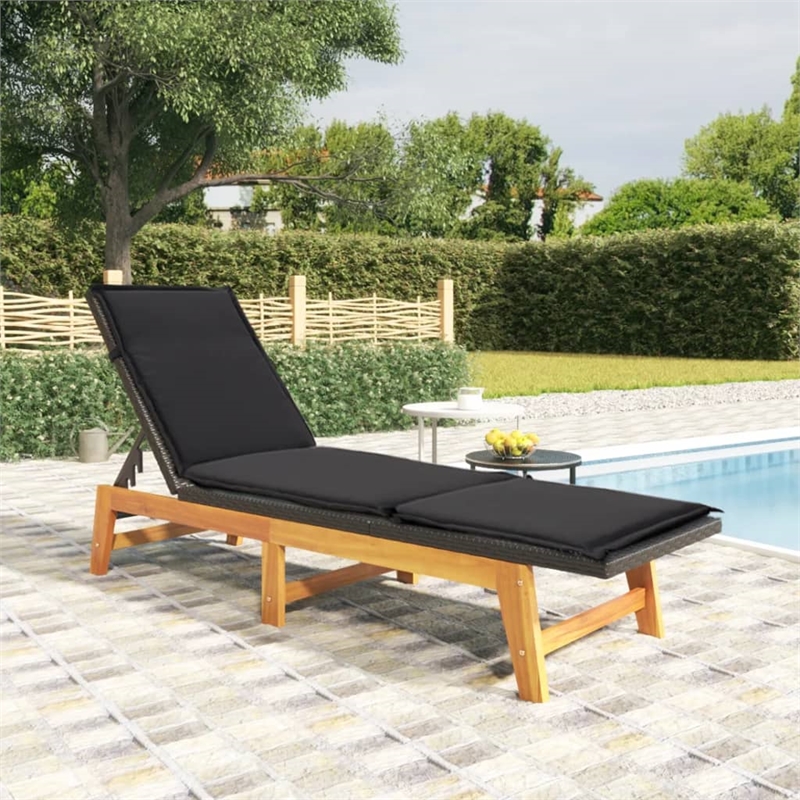 vidaXL PE Rattan Sun Lounger in Black/Brown