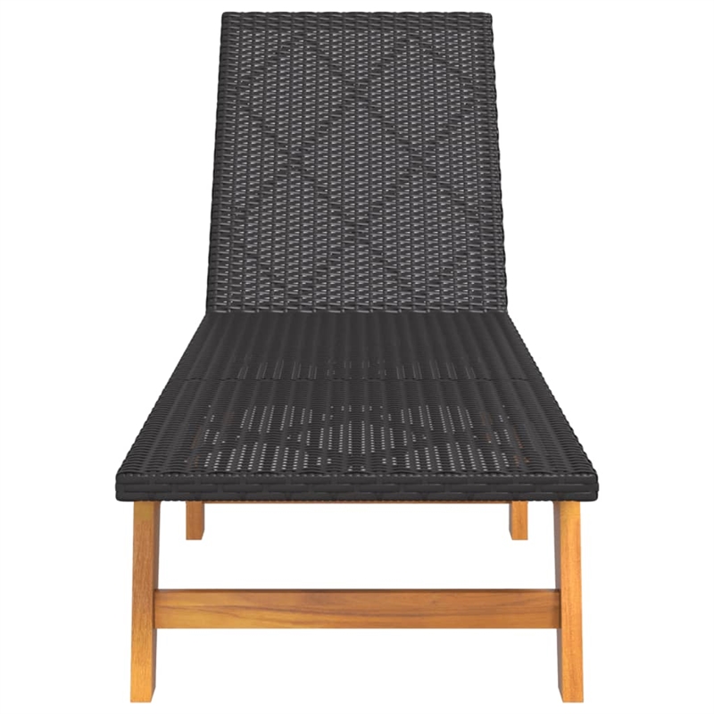 vidaXL Solid Acacia Wood Sun Lounger in Black/Brown