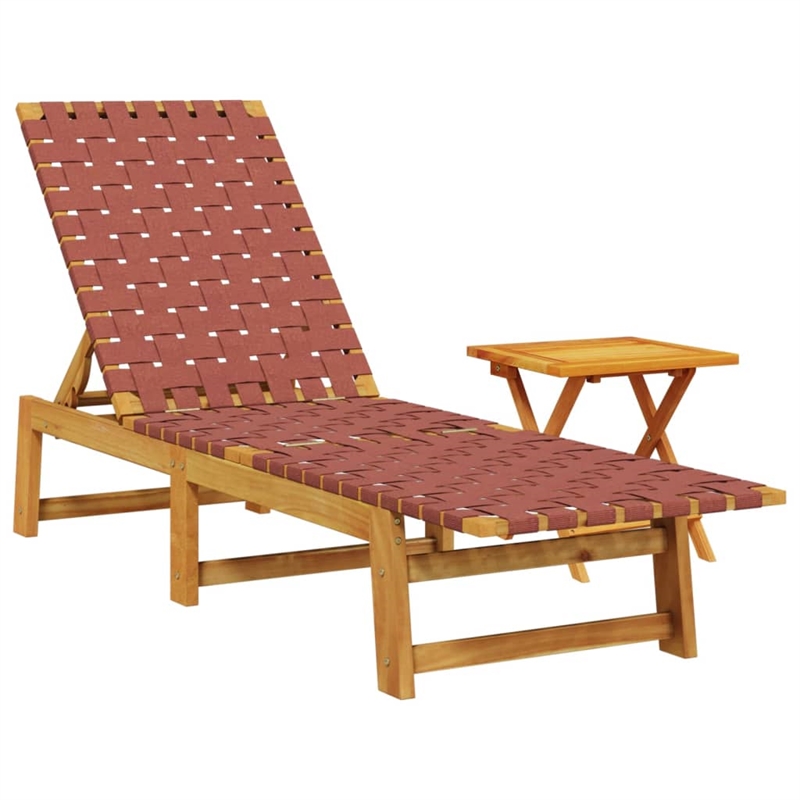 vidaXL Solid Acacia Wood Sun Lounger in Red