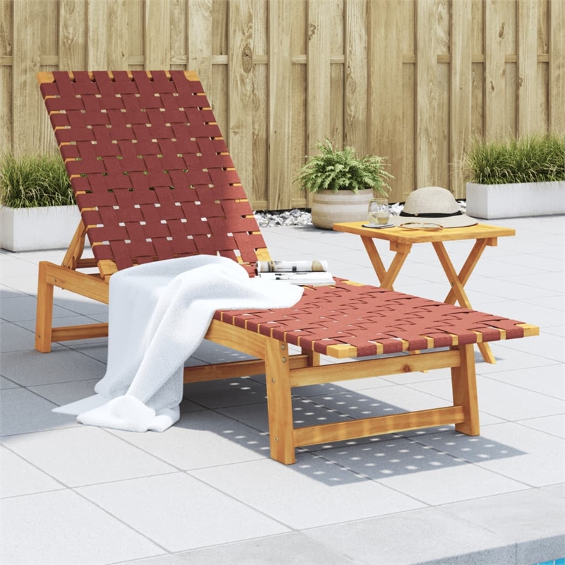 vidaXL Solid Acacia Wood Sun Lounger in Red