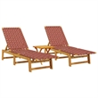 vidaXL Solid Acacia Wood 2 Pcs Sun Lounger and Table in Red