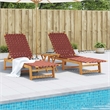 vidaXL Solid Acacia Wood 2 Pcs Sun Lounger and Table in Red