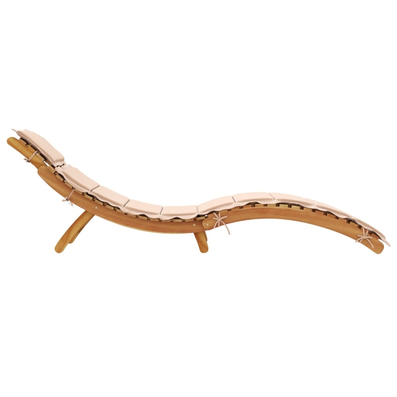 vidaXL Foldable Solid Acacia Wood Sun Lounger in Beige (Set of 2)