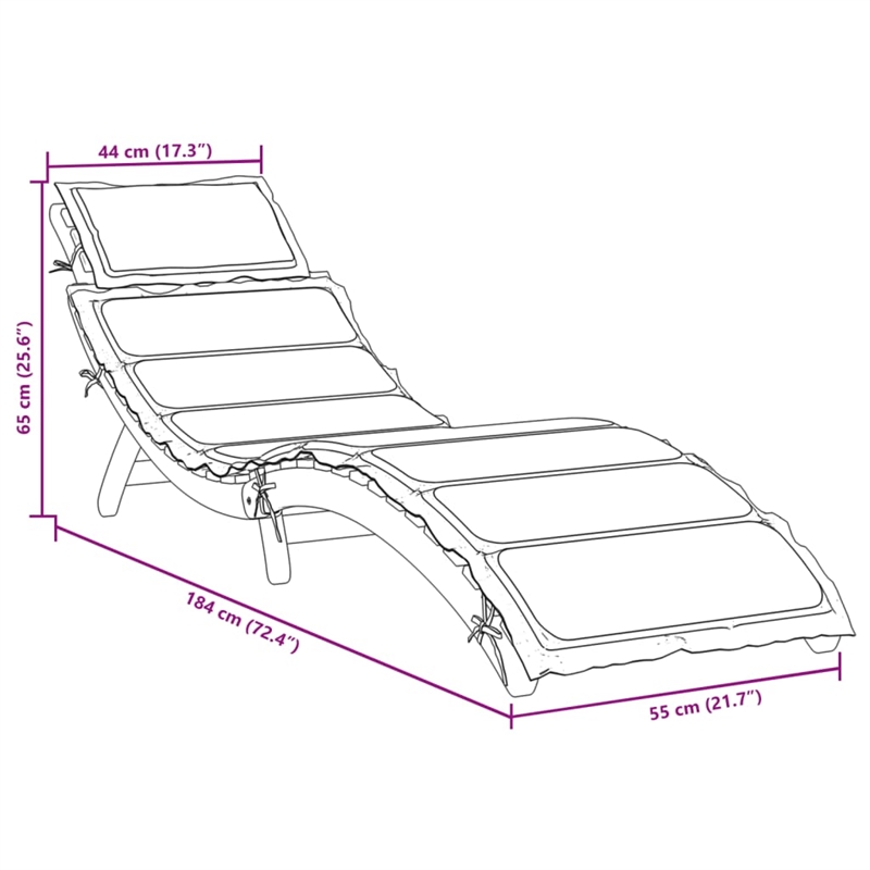 vidaXL Foldable Solid Acacia Wood Sun Lounger in Beige (Set of 2)
