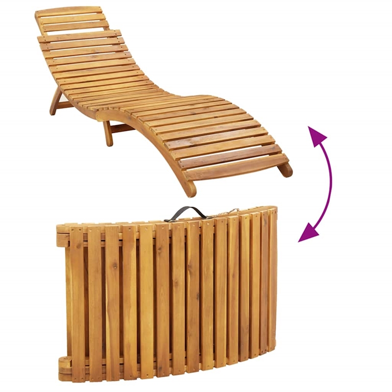 vidaXL Foldable Solid Acacia Wood Sun Lounger in Taupe (Set of 2)