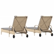 vidaXL PE Rattan Sun Lounger w/  Adjustable Armrests in Beige