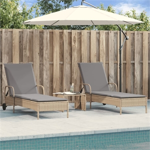 vidaXL PE Rattan Sun Lounger w/  Adjustable Armrests in Beige