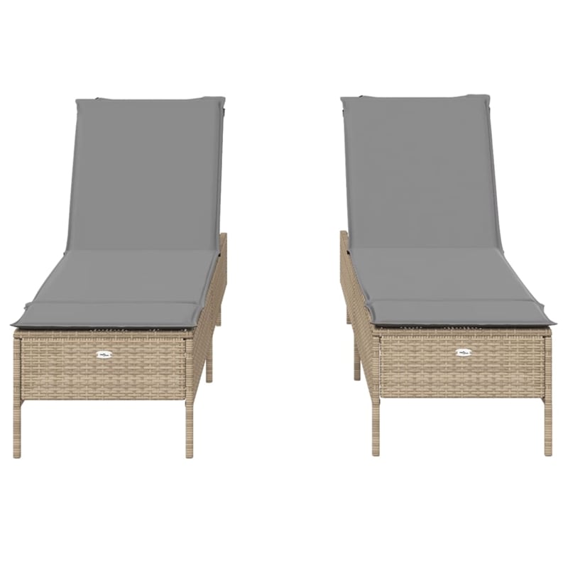 vidaXL PE Rattan Sun Lounger in Beige