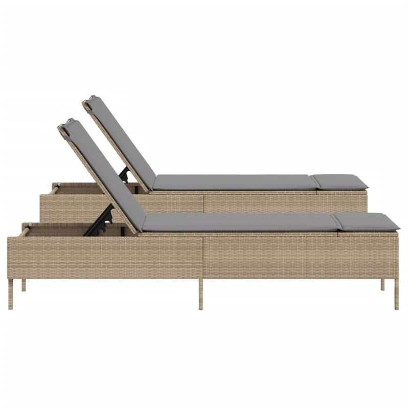 vidaXL PE Rattan Sun Lounger in Beige