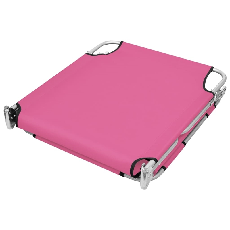 vidaXL Powder-Coated Steel Sun Lounger w/Adjustable Armrests in Pink