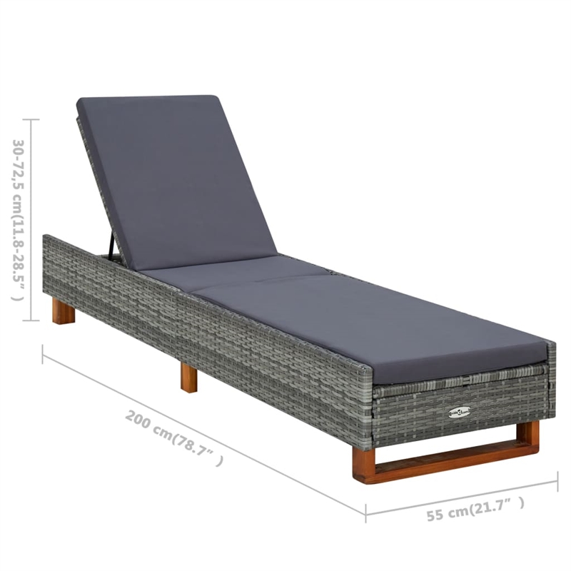 vidaXL Sun Lounger in Dark Gray/Gray