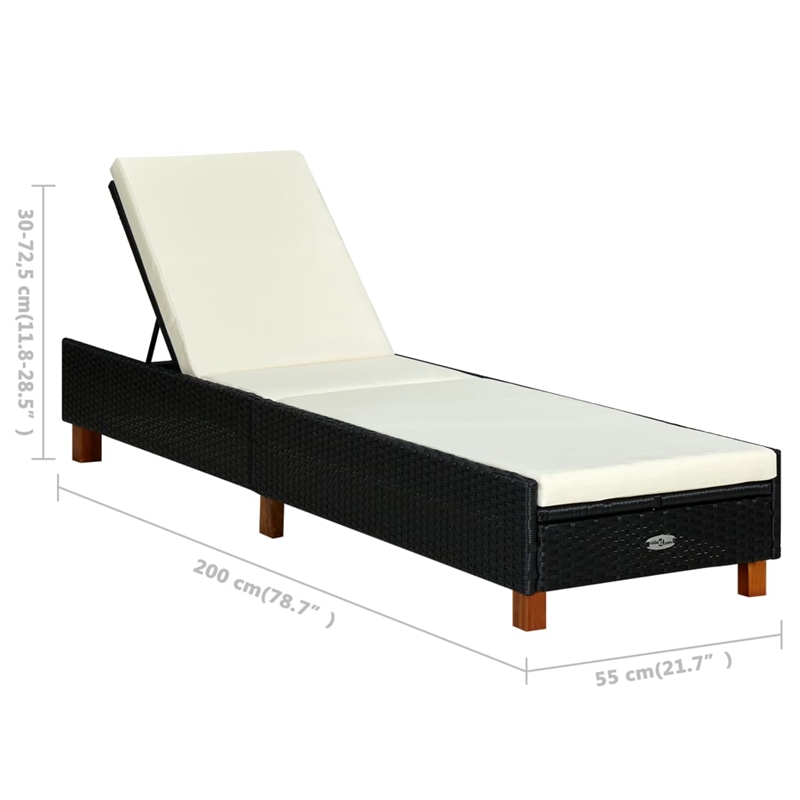 vidaXL Sun Lounger in Black/Cream/White
