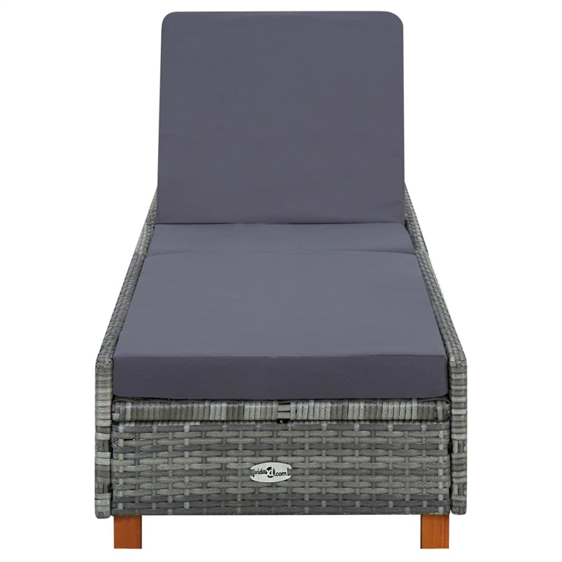 vidaXL PE Rattan Sun Lounger w/ Adjustable Armrests in Gray