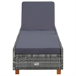 vidaXL PE Rattan Sun Lounger w/ Adjustable Armrests in Gray