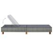 vidaXL PE Rattan Sun Lounger w/ Adjustable Armrests in Gray