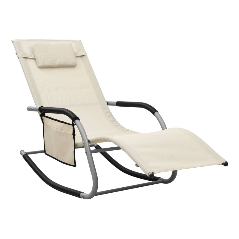 vidaXL Textilene Sun Lounger in Gray/Cream