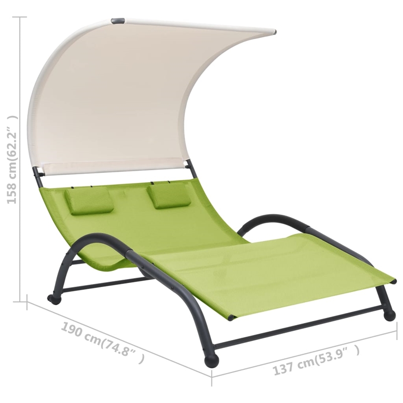 vidaXL Steel Double Sun Lounger in Green