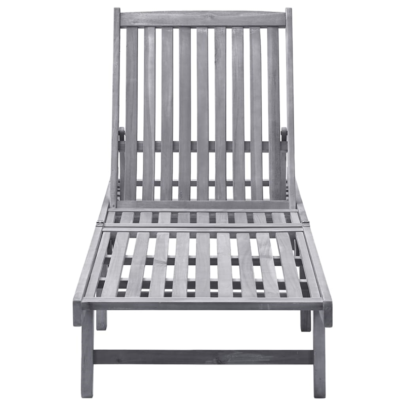 vidaXL Solid Acacia Wood Sun Lounger w/ Height-Adjustable in Gray/Brown