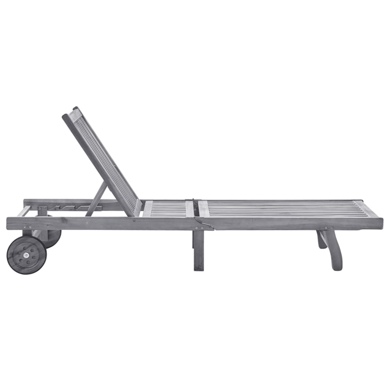 vidaXL Solid Acacia Wood Sun Lounger w/ Height-Adjustable in Gray/Brown