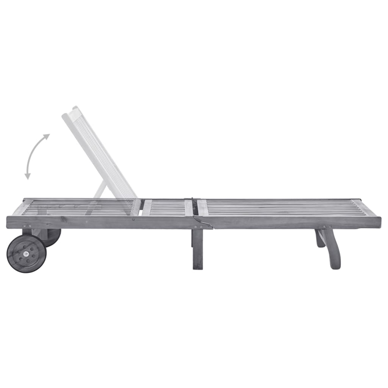 vidaXL Solid Acacia Wood Sun Lounger w/ Height-Adjustable in Gray/Brown