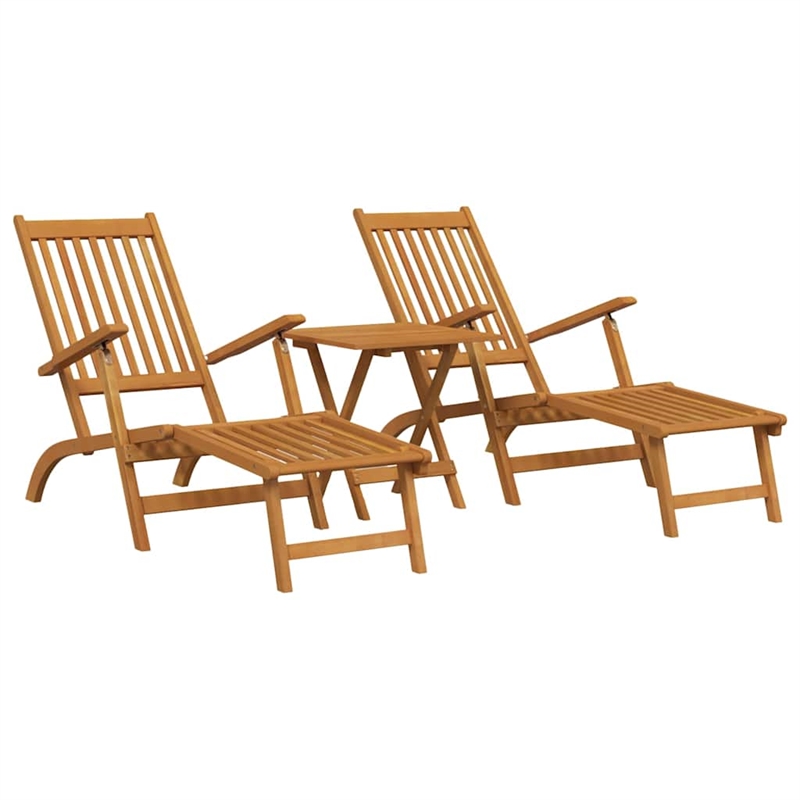 vidaXL Solid Acacia Wood Deck Chair in Brown
