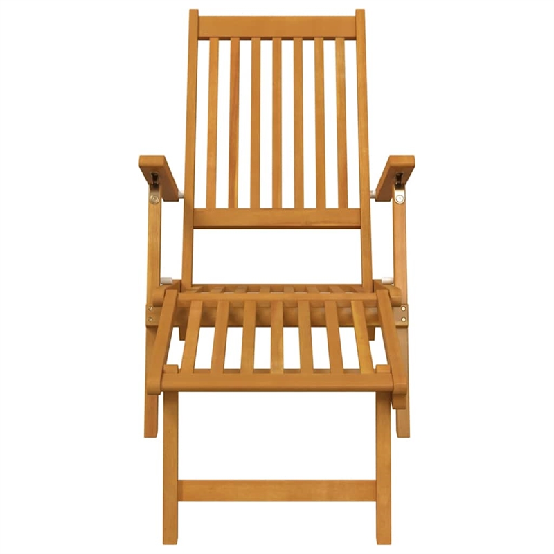 vidaXL Solid Acacia Wood Deck Chair in Brown