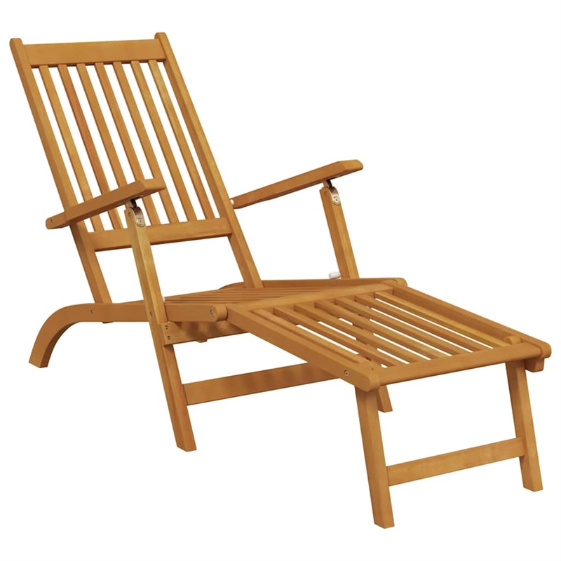 vidaXL Solid Acacia Wood Deck Chair in Brown