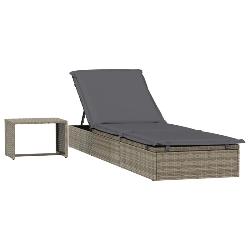vidaXL PE Rattan Sunbed in Gray (Set of 2)