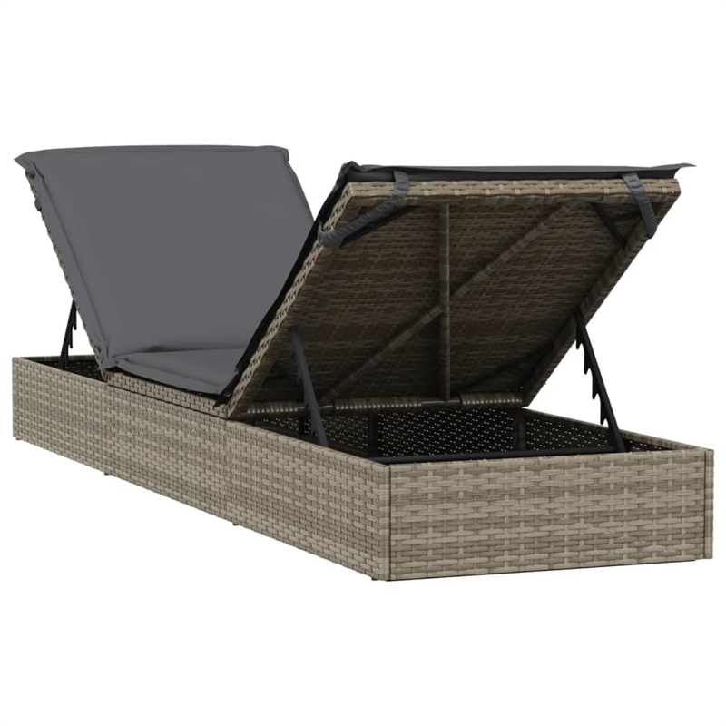 vidaXL PE Rattan Sunbed in Gray (Set of 2)