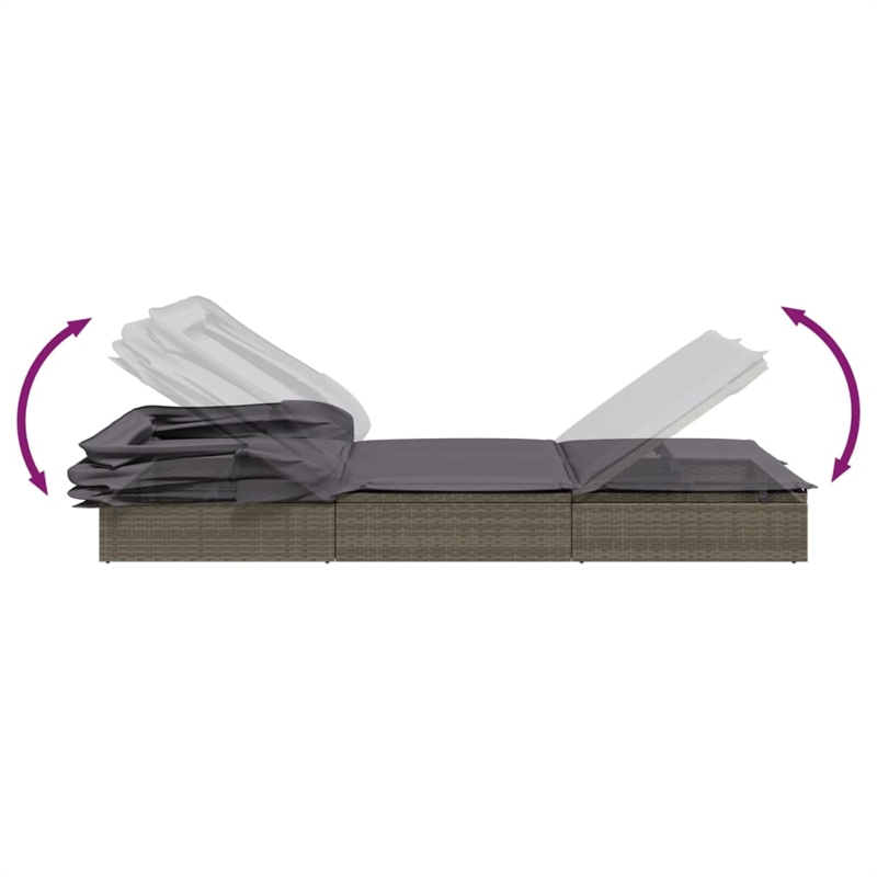 vidaXL PE Rattan Sunbed in Gray