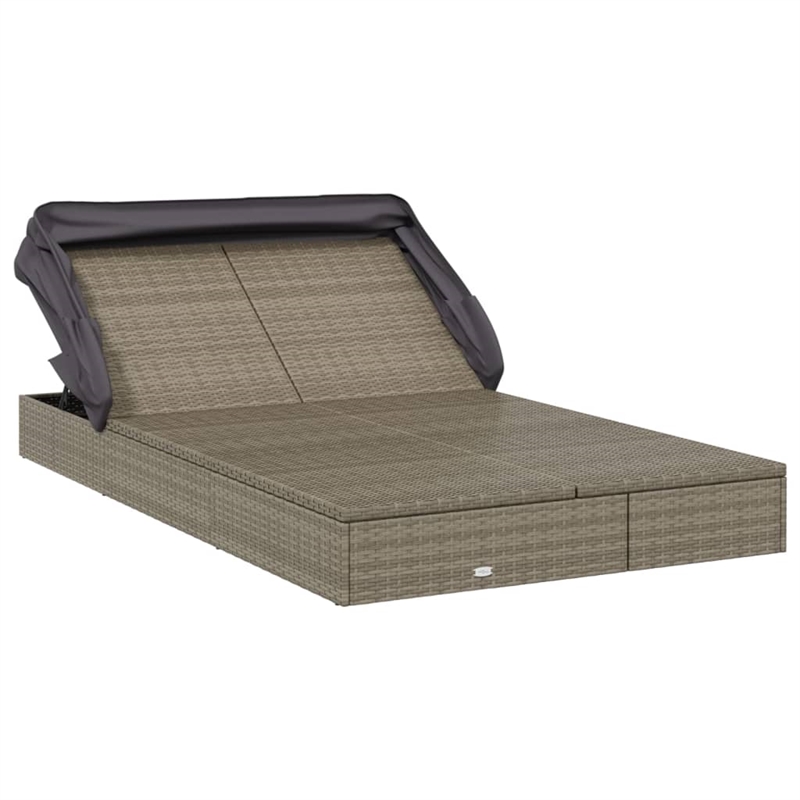 vidaXL PE Rattan Double Sun Lounger in Gray