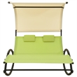 vidaXL Steel Double Sun Lounger in Cream/Green