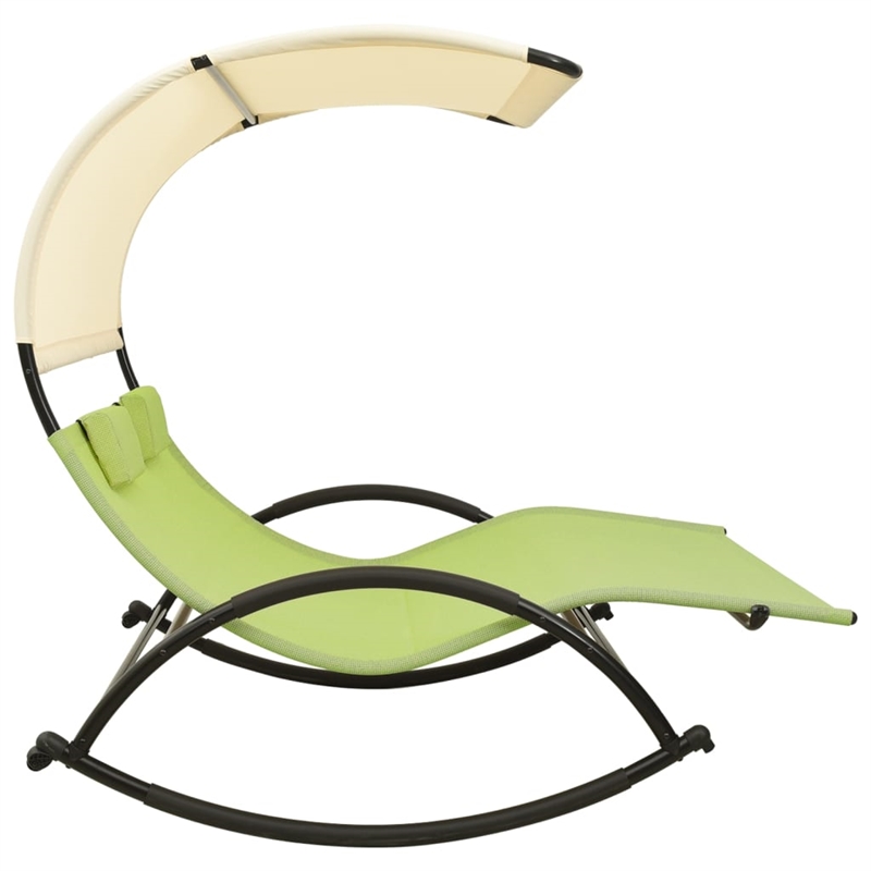 vidaXL Steel Double Sun Lounger in Cream/Green