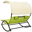 vidaXL Steel Double Sun Lounger in Cream/Green
