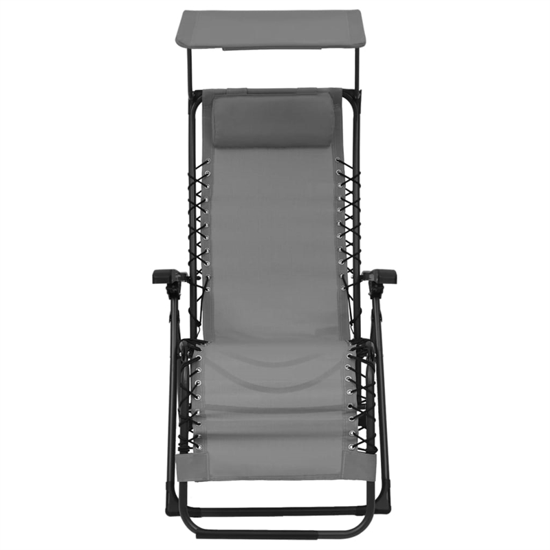 vidaXL Textilene Folding Deck Chair in Gray