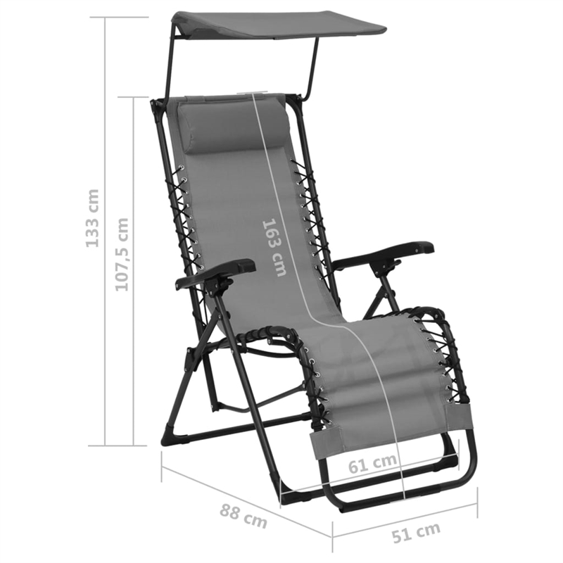 vidaXL Textilene Folding Deck Chair in Gray