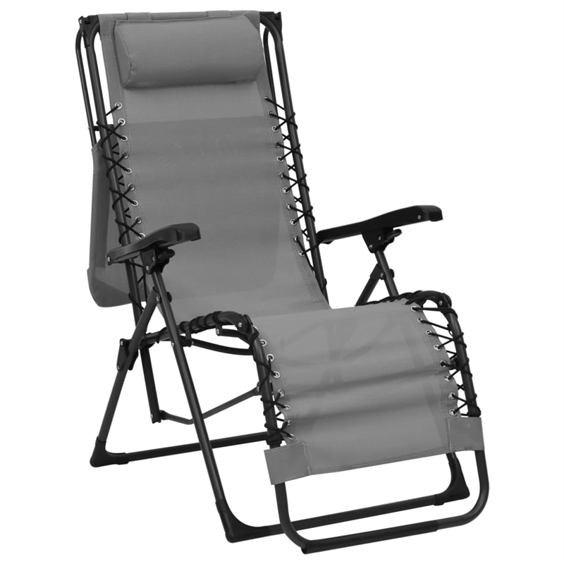 vidaXL Textilene Folding Deck Chair in Gray