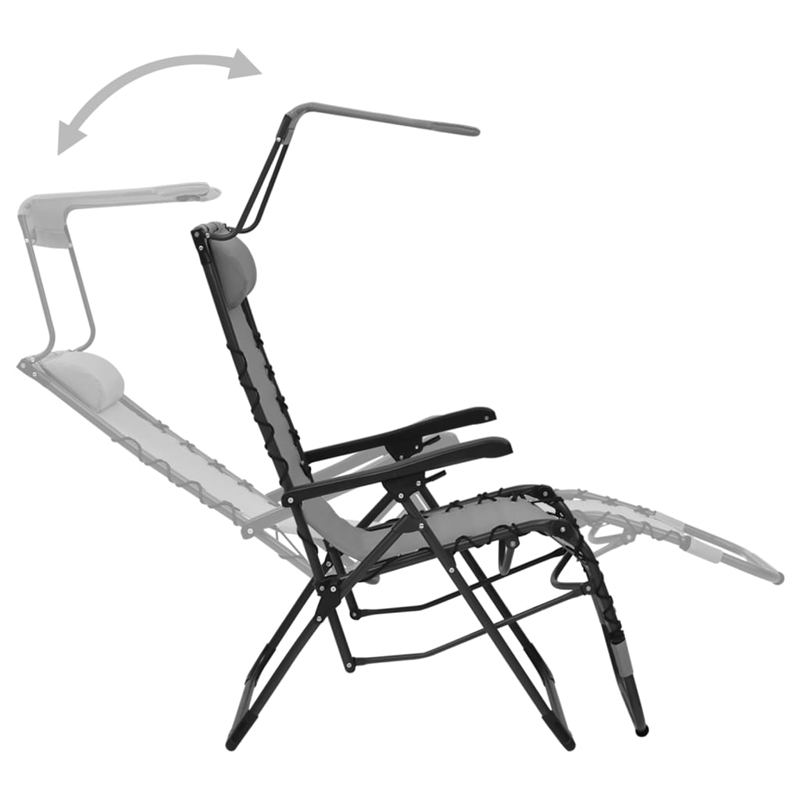 vidaXL Textilene Folding Deck Chair in Gray