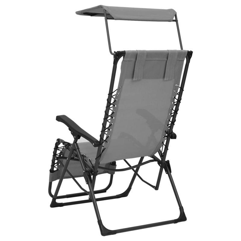 vidaXL Textilene Folding Deck Chair in Gray