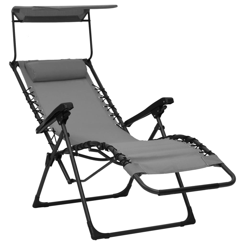 vidaXL Textilene Folding Deck Chair in Gray