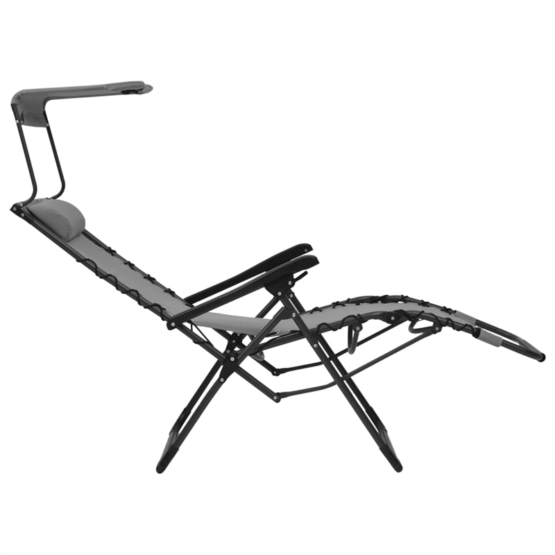 vidaXL Textilene Folding Deck Chair in Gray