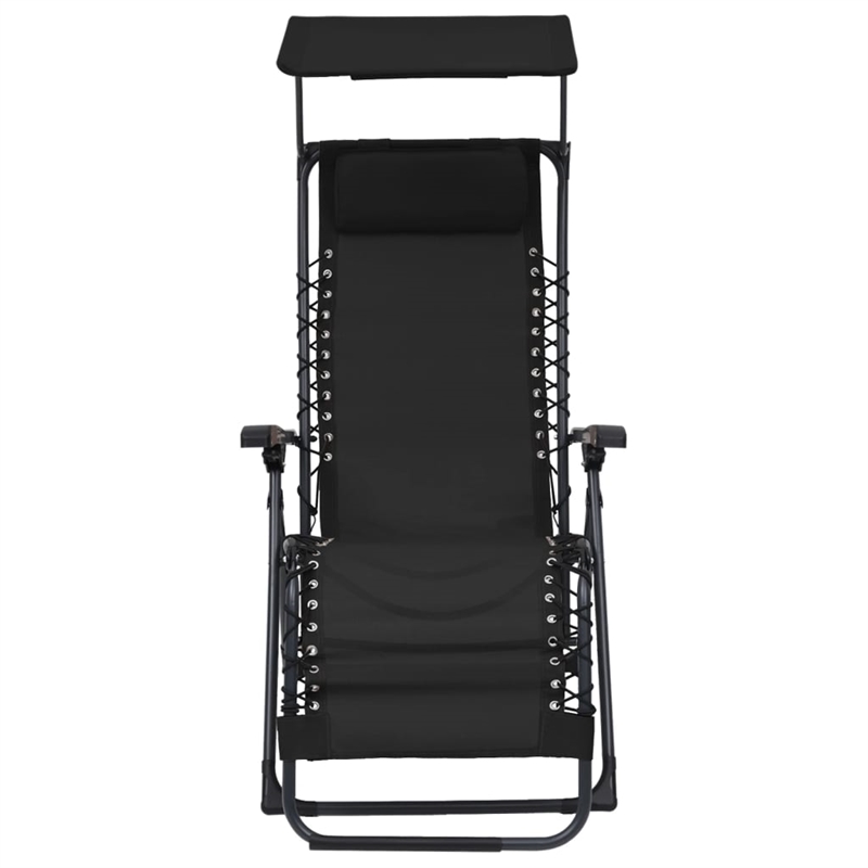 vidaXL Textilene Folding Deck Chair in Black