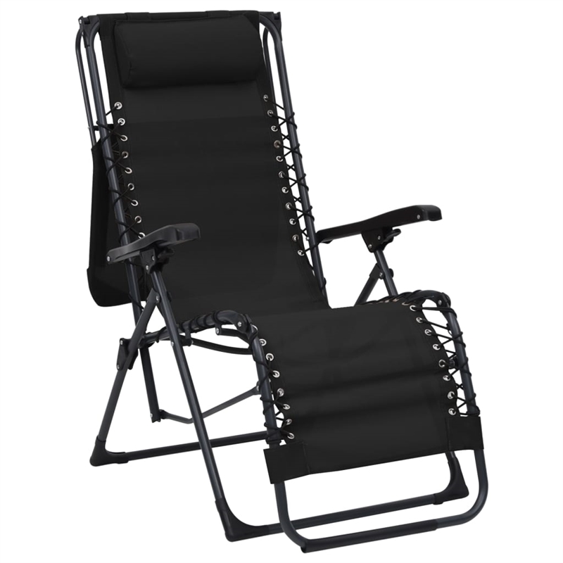 vidaXL Textilene Folding Deck Chair in Black