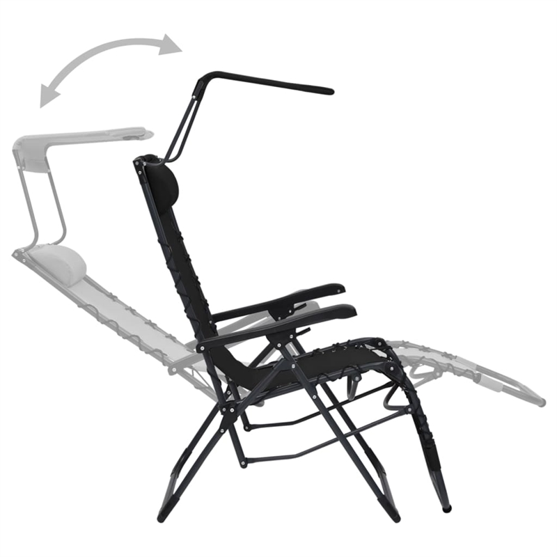 vidaXL Textilene Folding Deck Chair in Black
